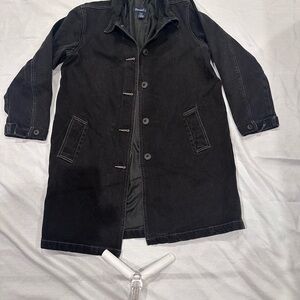 Denim&Co Black Vintage Jean Jacket with Notched Lapel